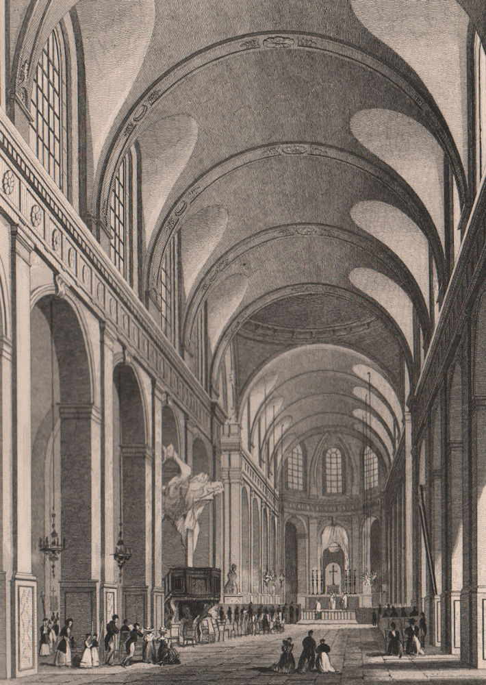 PARIS. L'eglise de Saint-Roche. BICKNELL 1845 old antique print picture